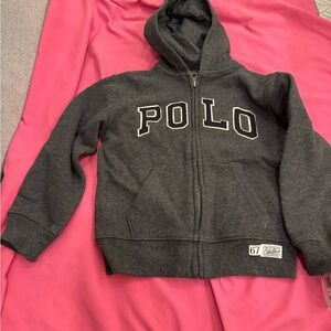 Polo by Ralph Lauren boys Charcoal Gray Full-Zip Hoodie size 5 nwt